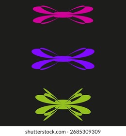 Abstraktes Schmetterlingsmuster. Mehrfarbiges Insektenset. Vektorgrafik-Elemente. Helle Formen Illustration. EPS 10.