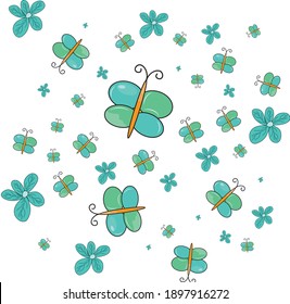 Patrón de mariposa abstracto en la ilustración vectorial de fondo blanco.