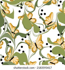 Abstract butterfly with polka dot pattern. Vector Illustration.