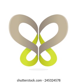 Abstract Butterfly Ribbon Eco Logo Icon