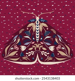 Abstract Butterfly Scandinavian pattern design - Scandinavian folk art patterns 