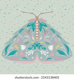 Abstract Butterfly Scandinavian pattern design - Scandinavian folk art patterns 