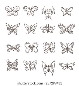 Abstract butterfly set. Vector illustration. 