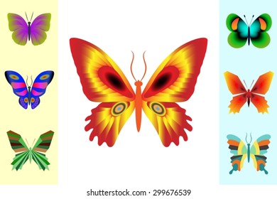 Abstract butterfly set. Vector illustration