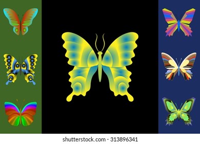 Abstract butterfly set. Vector illustration