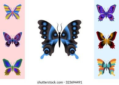 Abstract butterfly set. Vector illustration