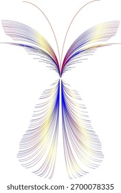 Abstract butterfly shape formed by colorful curved lines 