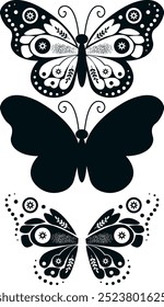 Abstract Butterfly Silhouette Vector Illustration Featuring Beautiful Contours And Elegant Wings. Decorative Design For Retro And Vintage Patterns, Wedding Decor, Wrapping, Greeting Cards, Textures