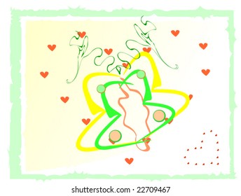 Abstract butterfly surrounded by many hearts