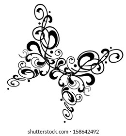 Abstract butterfly tattoo. Vector illustration.