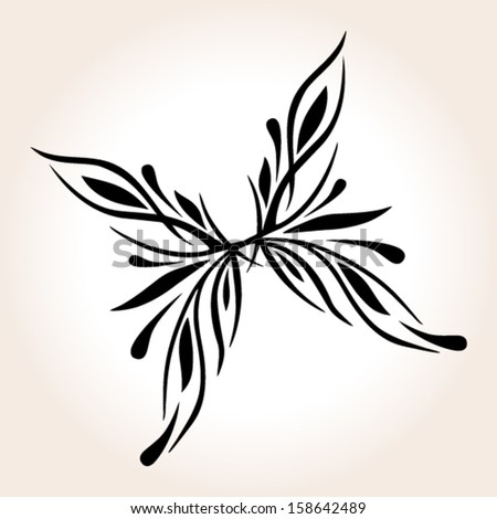 Abstract butterfly tattoo, vector image.