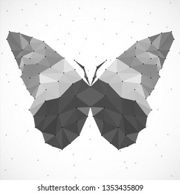 Abstract butterfly of triangles, polygonal geometric structure. Vector design