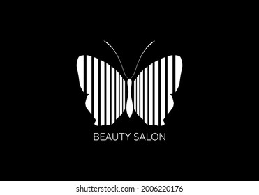 abstract butterfly vector template design.butterfly vector in black and white color. design with straight lines forming butterfly. logo template, minimal, vector, simplified object- illustration