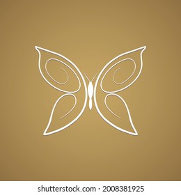 abstract butterfly vector template design.butterfly vector in white color on brown background. logo template, minimal, vector, simplified object- illustration