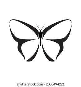 diseño abstracto de plantilla vectorial de mariposa.vector de mariposa en color blanco y negro. plantilla de logotipo, mínimo, vector, objeto simplificado - ilustración