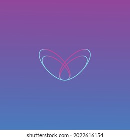 
abstract butterfly wings illustration, blue pink gradient background