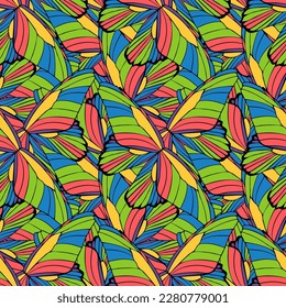 Abstrakte Schmetterlingsflügel nahtloses Muster. Motley-Farrago-Collage. Kreative zeitgenössische afrikanische Vorlage für Plakate der Tapete. Vektorgrafik.