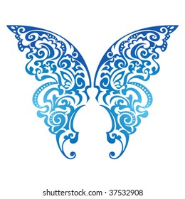 Abstract butterfly wings silhouette, vector illustration