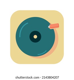 Abstract button icon music record on white background - Vector illustration