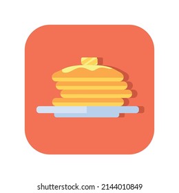 Abstract button icon plate with pancakes on a white background - Vector illustration