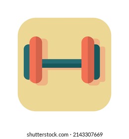 Abstract button icon sport dumbbell on white background - Vector illustration