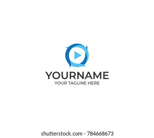 Abstract Button Play Logo Template. Multimedia Player Vector Design. Audio and Video Sound Illustration
