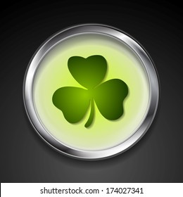 Abstract button with shamrock. Vector background eps 10