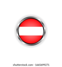Abstract button with stylish metallic frame. Austria flag vector illustration