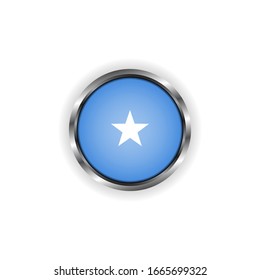 Abstract button with stylish metallic frame. Somalia flag vector illustration