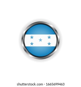 Abstract button with stylish metallic frame. Honduras flag vector illustration