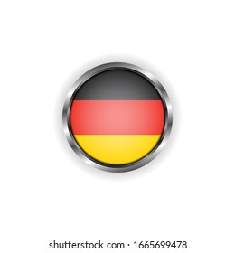 Botón abstracto con marco metálico elegante. Ilustración vectorial de la bandera alemana