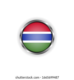 Abstract button with stylish metallic frame. Gambia flag vector illustration