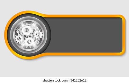 Abstract button for your white text and cogwheels