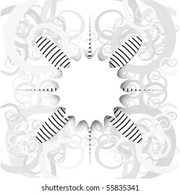 Abstract bw background with curls, vector illustration