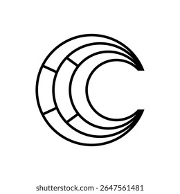 Abstract C Circular Logo with Bold Geometric Lines