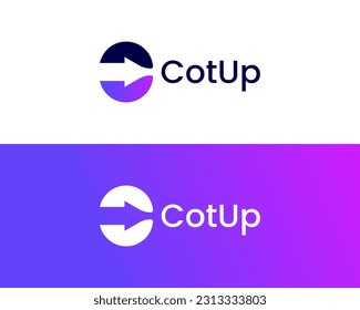 Abstract C with corner arrow sign abstract monogram vector logo template