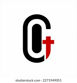 Abstract C G letter logo design with a cross.