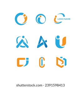 Abstract c i,a i, u i,  letter modern initial lettermarks logo design Pro Vector 