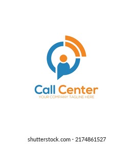 Abstract C Letter Call center logo vector icon. Client support, customer service creative symbol concept.