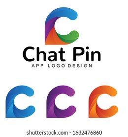 abstract c letter and chat iconic logo design