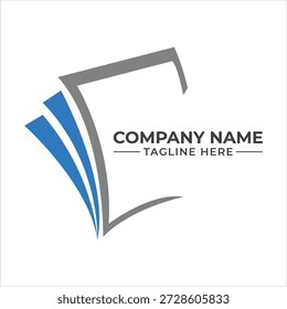 Logotipo abstrato da letra c com elementos azuis e cinzentos