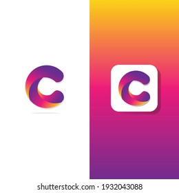 Abstract C Letter Logo Design, Glossy Effect