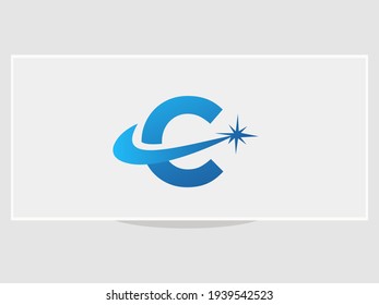 Abstract C letter logo design with spark concept. Spark C logo design	
