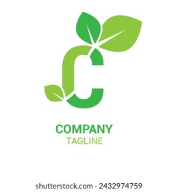 Abstract C letter logo design with leaves.