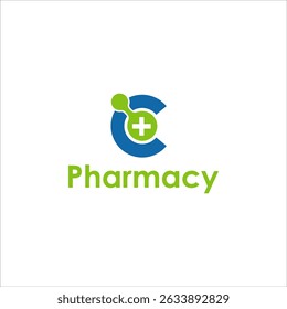 Abstract C Letter Logo Design with Molecular Dot Network and Medical Cross Symbol for Pharmaceutical Health Care Clinic Biotechnology or Digital Science Company Identity Template