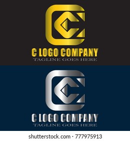 Abstract C Letter Logo Design Vector with gold and silver color