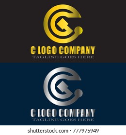 Abstract C Letter Logo Design Vector with gold and silver color