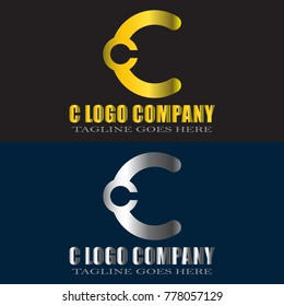 Abstract C Letter Logo Design Vector with gold and silver color