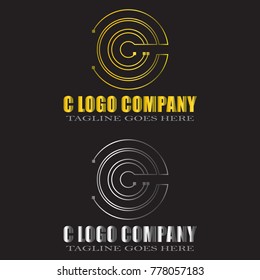 Abstract C Letter Logo Design Vector with gold and silver color