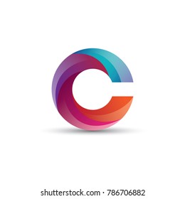 Abstract C Letter Logo Design, Glossy Effect